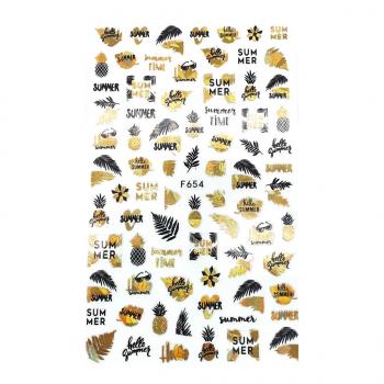 Sticker, Summer/Blatt , gold-schwarz